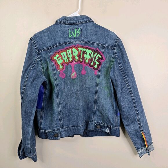 Lip Service Against Society Y2K Embellished Punk Grunge Denim Jacket Medium - Picture 2 of 10